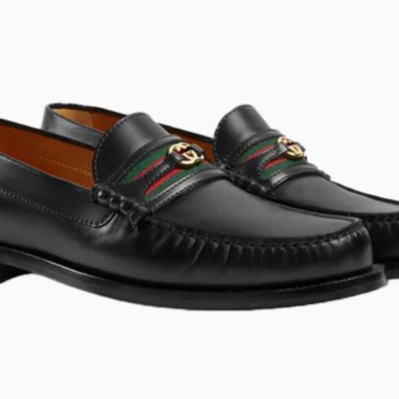 Gucci Interlocking G Loafers Black Green Red Web - Picture 4 of 4
